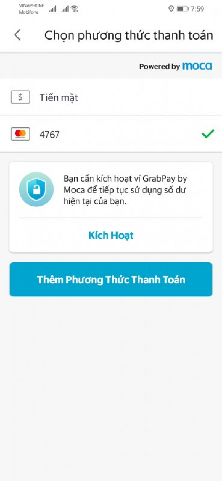 hướng dẫn add thẻ vào grab pay