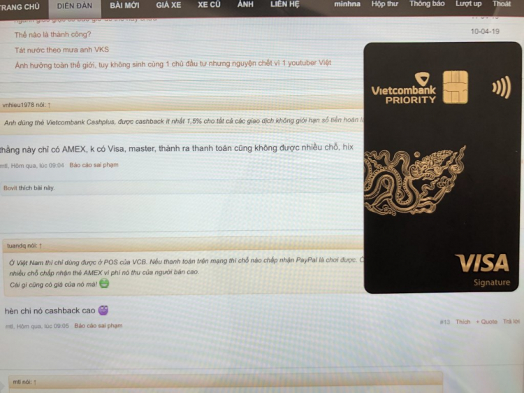 Thẻ visa có bác nào bị không ạ?