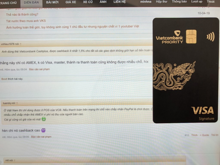 Thẻ visa có bác nào bị không ạ? Thẻ visa có bác nào bị không ạ?