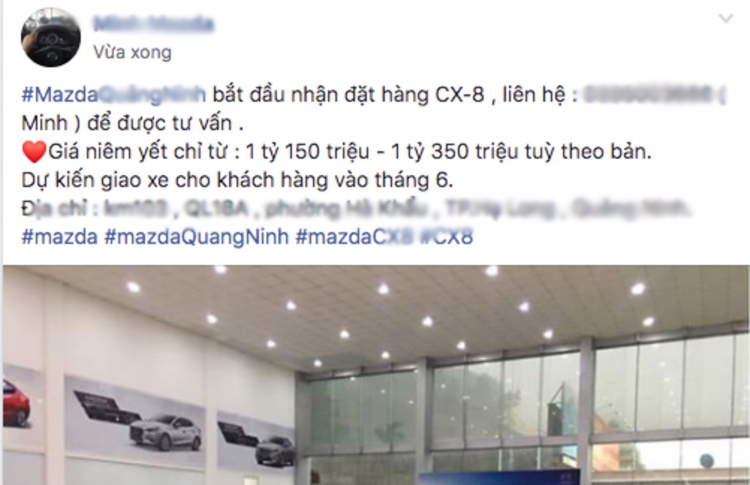 Mazda CX-8 có giá dự kiến từ 1,150 - 1,320 tỷ đồng tại Việt Nam; đại lý đã bắt đầu nhận đặt cọc