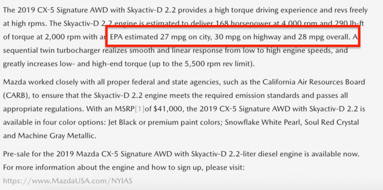 Mazda CX-5 có phiên bản máy dầu Skyactiv-D 2.2L tại Mỹ; giá bán hơn 40.000 USD