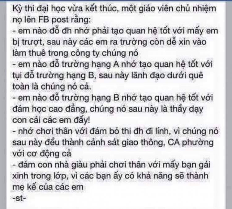 Nếu con của mấy a học dốt, nhưng nhà mý a có điều kiện?