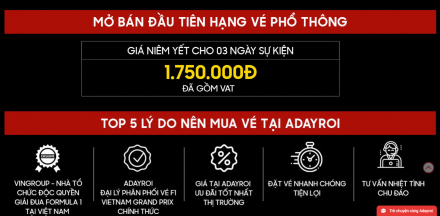 Chính thức công bố giá vé xem F1 tại Việt Nam; vé tiêu chuẩn 1,75 triệu đồng