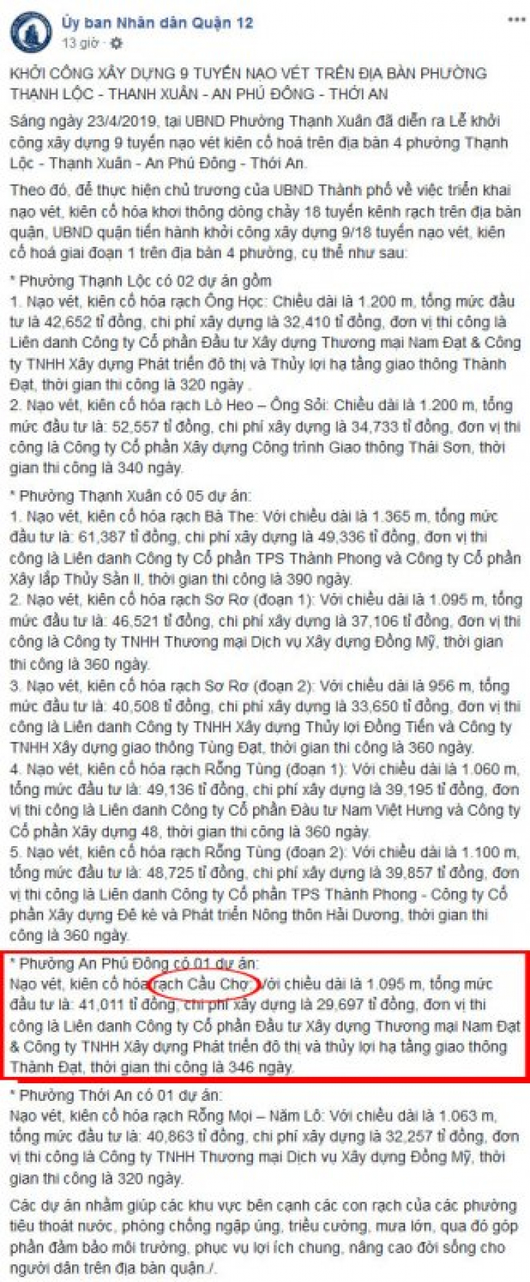 Cầu Vàm Thuật An Phú Đông Quận 12 bắc qua Phường 5 Gò Vấp đã thông xe 31/12/2020 đất An Phú Đông tăng nóng nhất Q.12