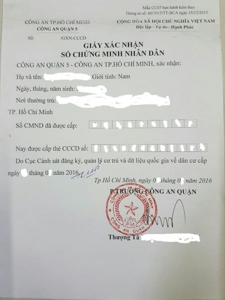 Làm gì khi mất tờ dái A4 xác nhận CCCD là của CMND cũ? Làm gì khi mất tờ dái A4 xác nhận CCCD là của CMND cũ?