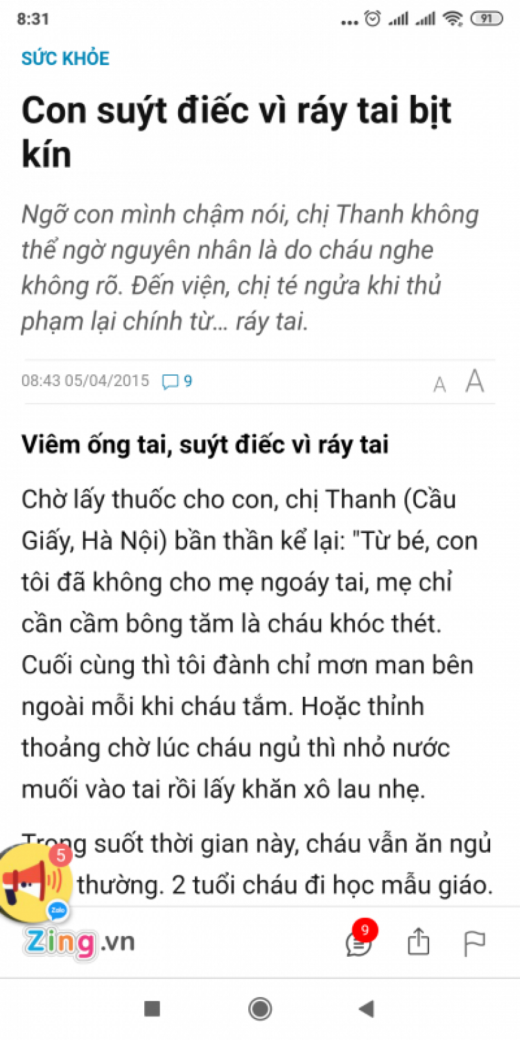 chai xịt tan ráy tai?