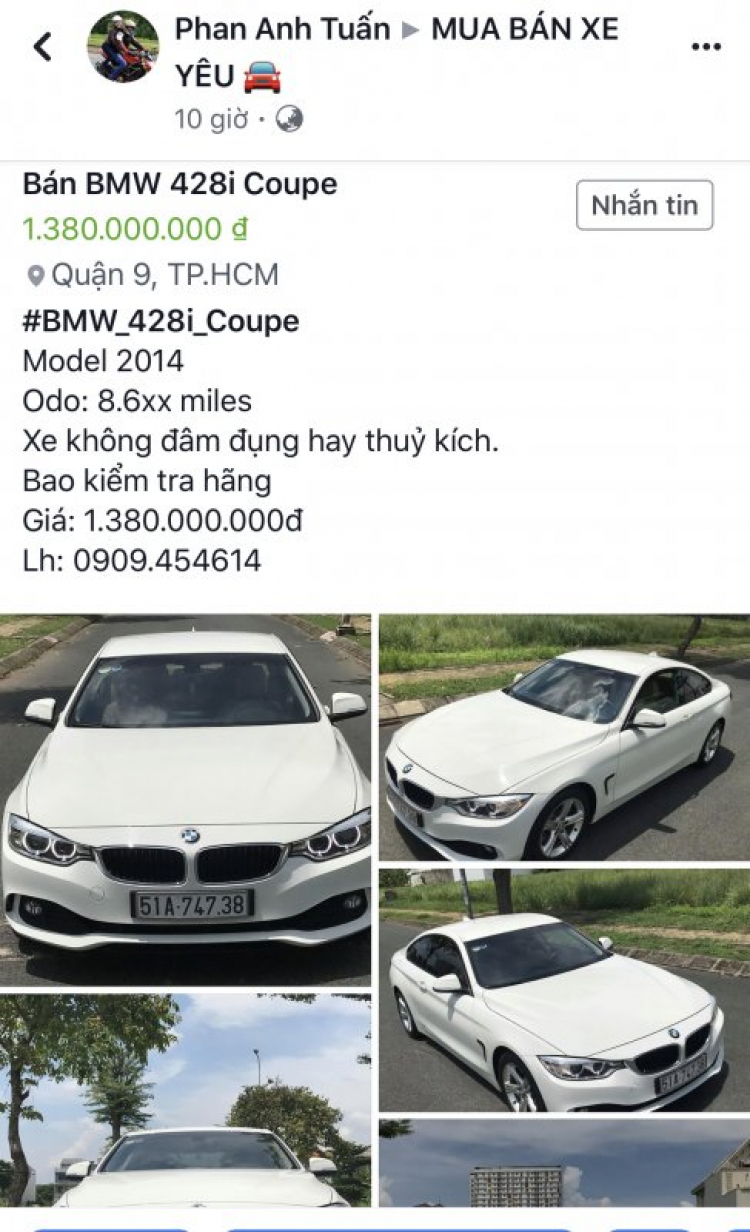 Em tìm BMW 3 series(f30): 328i 330i; 4 series(f32): 428i gc; 5 series (f10) 528i máy n20 tại Sài Gòn