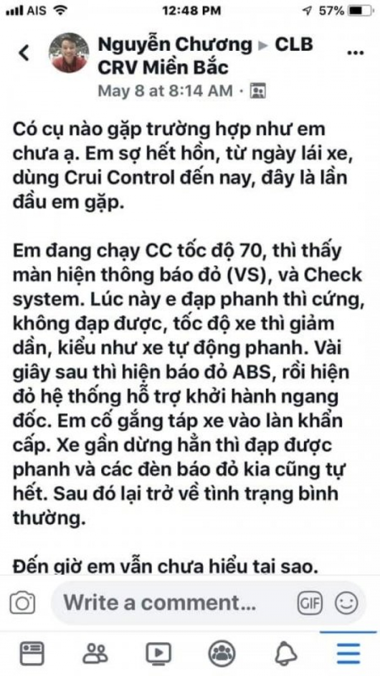 Honda CR-V bị lỗi khoá phanh?