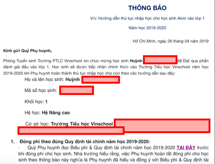 Tiểu học - Hệ chuẩn Vinschool