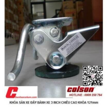 hình thực tế Khóa sàn xe đẩy Colson ( floor lock ) chiều cao khóa 121mm 6002x3 banhxecolson.com.jpg