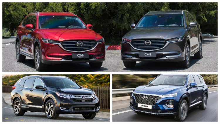 So sánh Mazda CX-8, Honda CR-V và Hyundai SantaFe