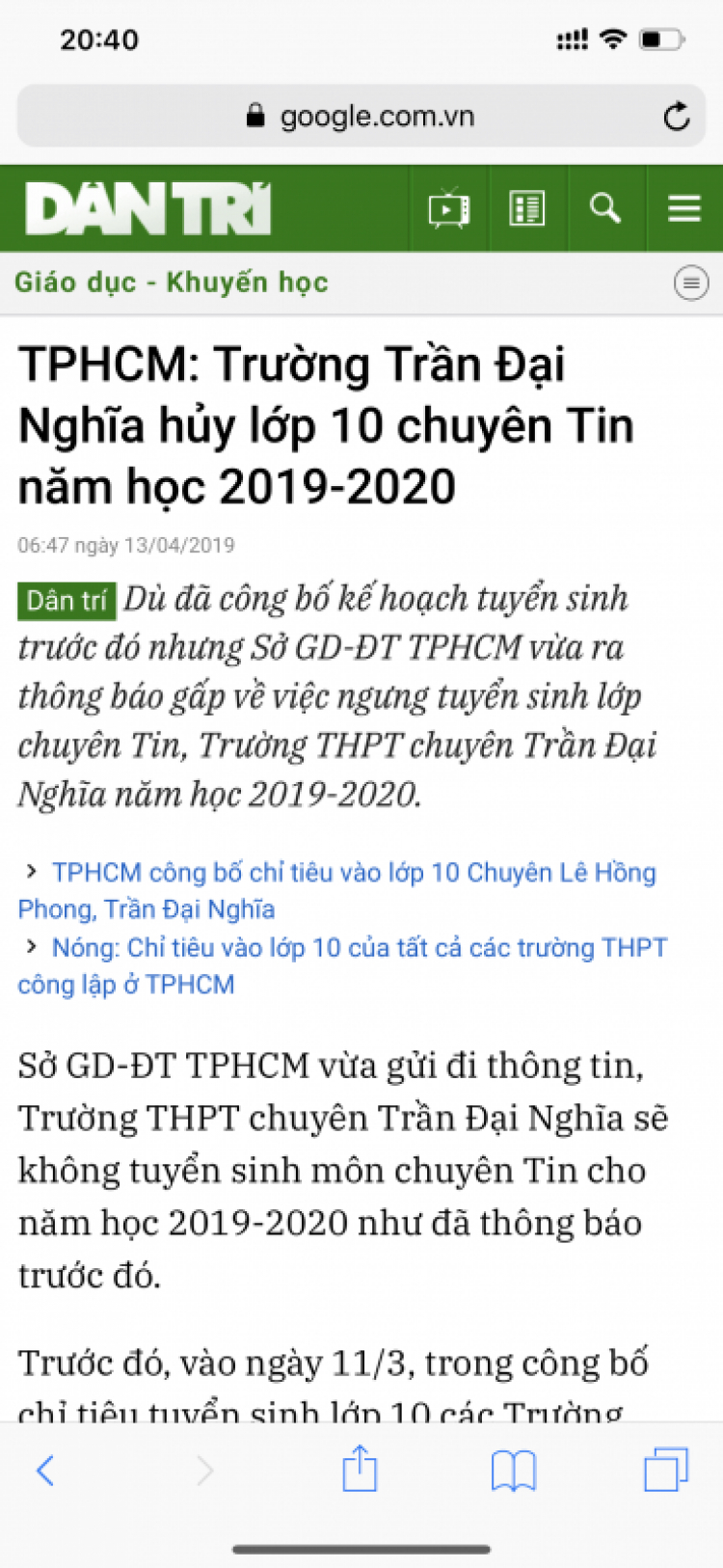 Lớp 10 Chuyên Tin Trần Đại Nghĩa?