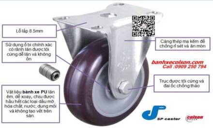 bánh xe pu càng cố định tải trung banhxecolson.com.jpg