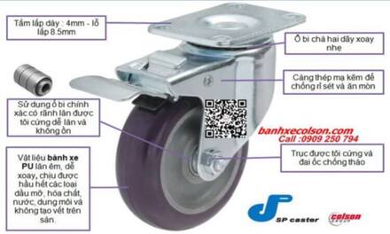 bánh xe pu càng xoay khóa tải trung banhxecolson.com.jpg