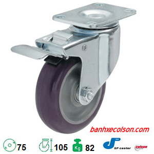 bánh xe quay có khóa nhựa pu 75x32 S2-3056-95p-B4W banhxecolson.com.png