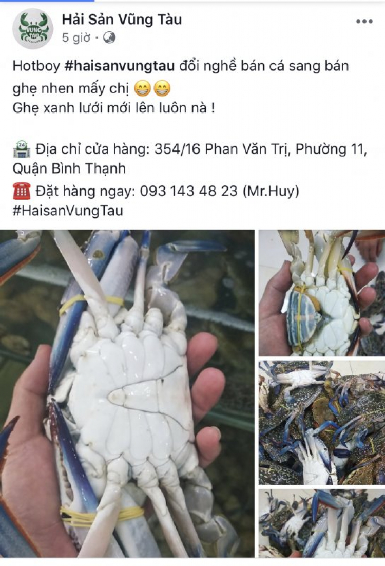 Sài Gòn mua hải sản, ghẹ sống ở đâu tươi ngon Sài Gòn mua hải sản, ghẹ sống ở đâu tươi ngon