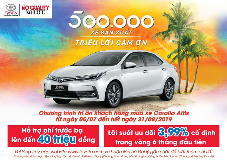 Toyota Việt Nam tri ân khách hàng mua xe Corolla Altis nhân sự kiện 500.000 xe sản xuất