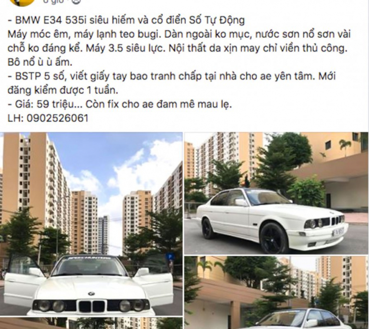 ‘’Xế già’’ BMW 5 Series (E34) rao bán với giá chưa đến 60 triệu đồng tại TP. HCM