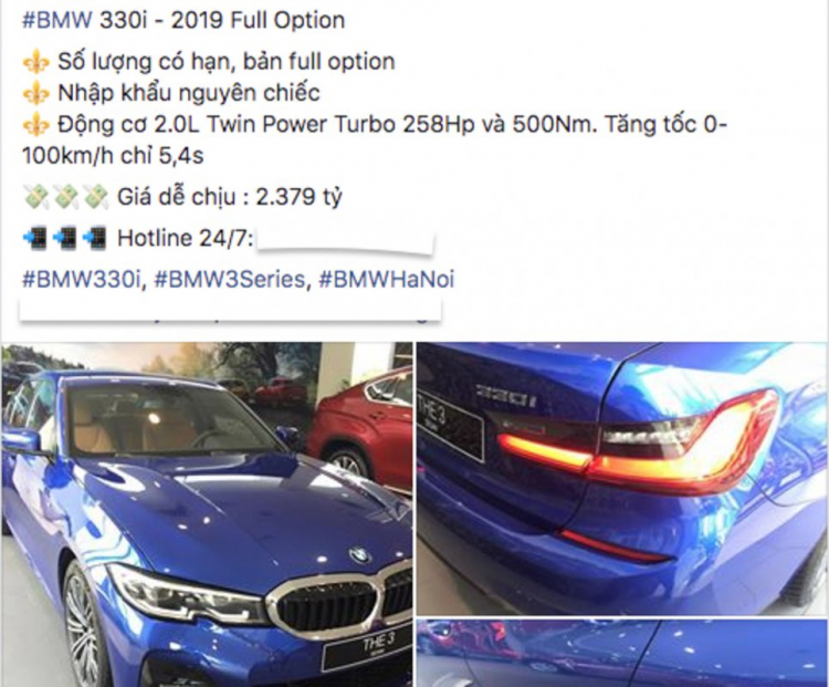 BMW 330i M Sport có giá 2,379 tỷ đồng; cao hơn C300 AMG gần 500 triệu