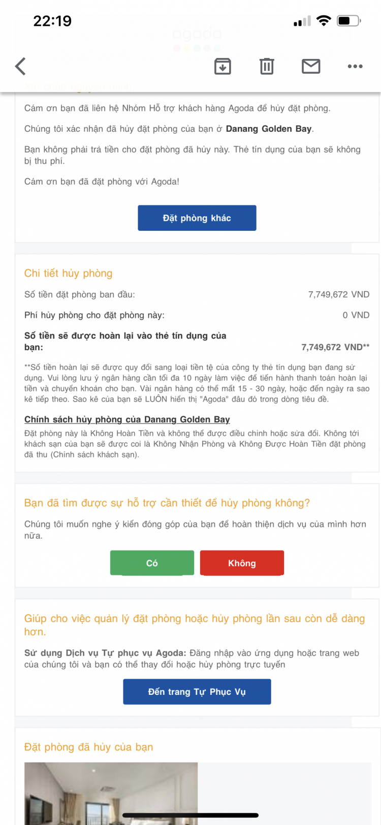 Hủy đặt phòng đã Charge Agoda Hủy đặt phòng đã Charge Agoda