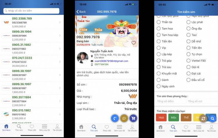Simhere - app tìm và mua bán sim