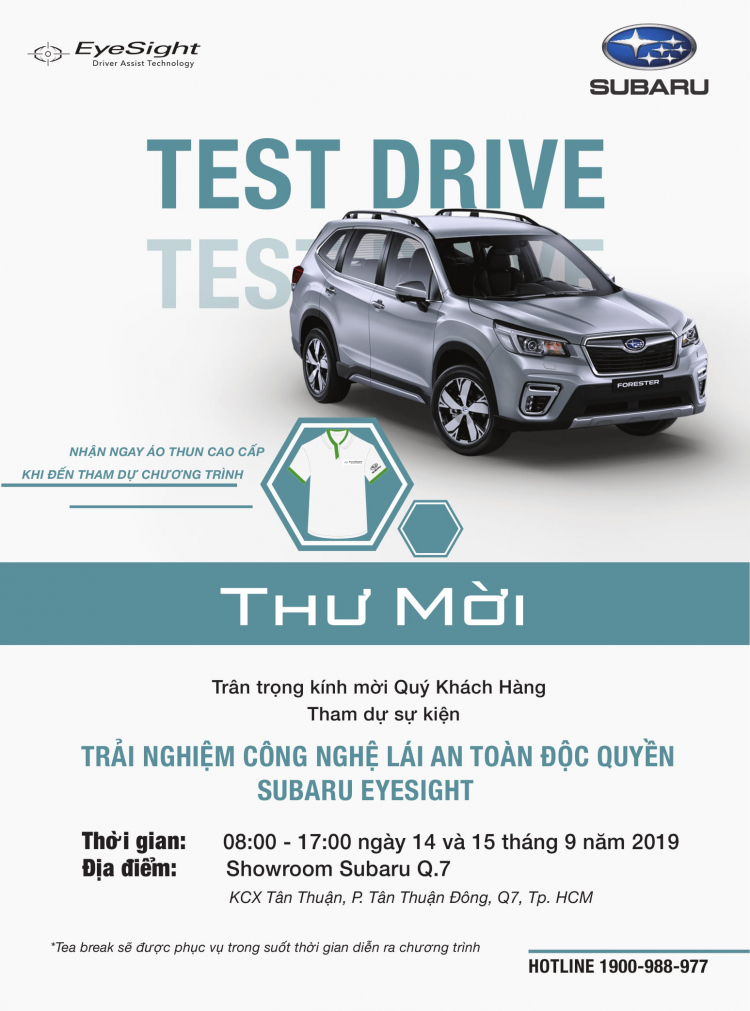 TRẢI NGHIỆM CÔNG NGHỆ EYESIGHT VÀ NHẬN ÁO THUN CAO CẤP TỪ SUBARU!