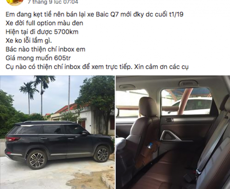 Lăn bánh gần 6.000 km, SUV Trung Quốc BAIC Q7 bán lại với giá 605 triệu đồng