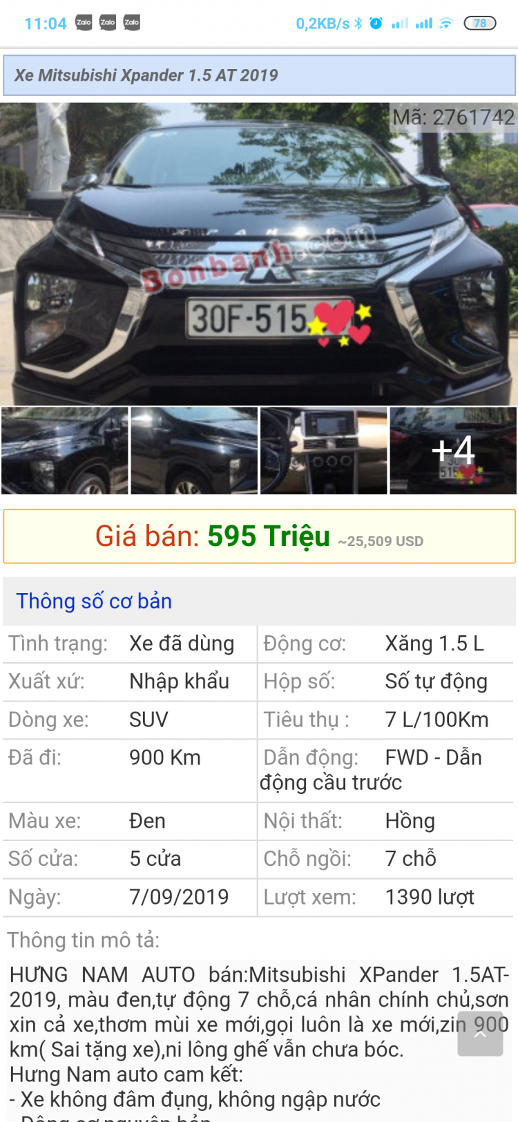 Lăn bánh 3.000km, Mitsubishi Xpander AT bán lại cao hơn giá xe mới Lăn bánh 3.000km, Mitsubishi Xpander AT bán lại cao hơn giá xe mới