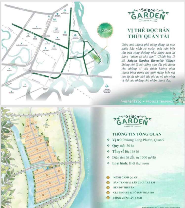 Dự án Saigon GARDEN RIVERSIDE VILLAGE:  Biệt Thự Vườn 1000m2 Mặt Tiền Sông Q9