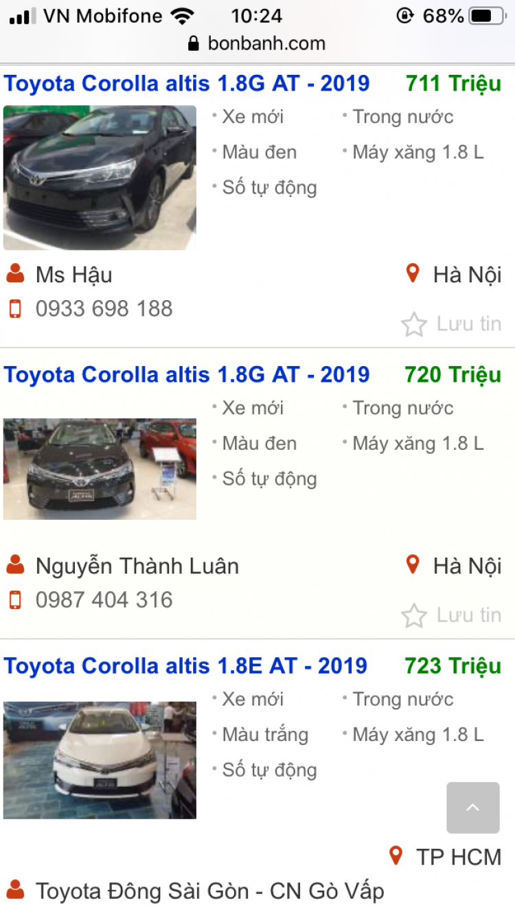 Nhờ các bác tư vấn mua Toyota Corolla Altis (xe cũ) bán 780 triệu Nhờ các bác tư vấn mua Toyota Corolla Altis (xe cũ) bán 780 triệu