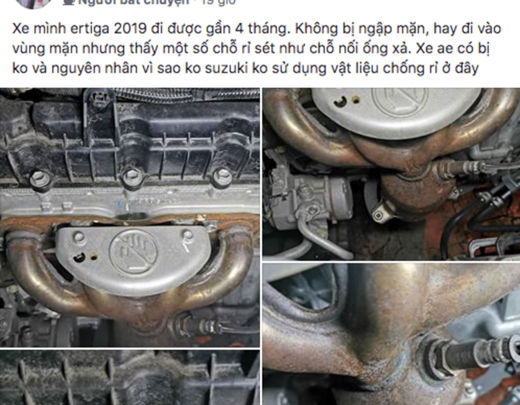 Người dùng tố xe Suzuki Ertiga mới bị rỉ sét chỗ cổ góp xả sau gần 4 tháng sử dụng