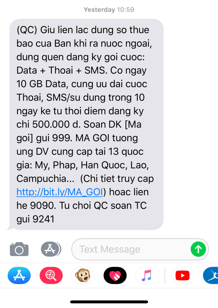 Chi phí chuyển vùng quốc tế?