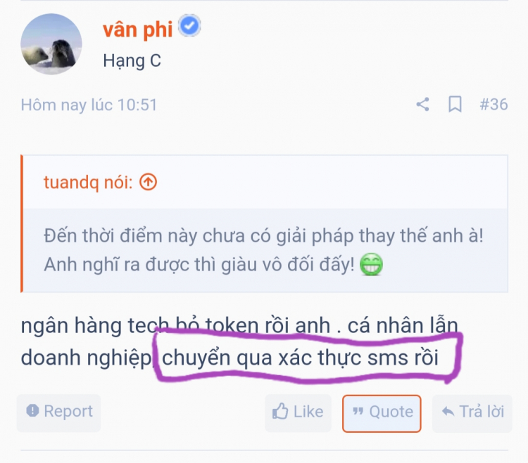 Hỏi về thiết bị token của nhà bank