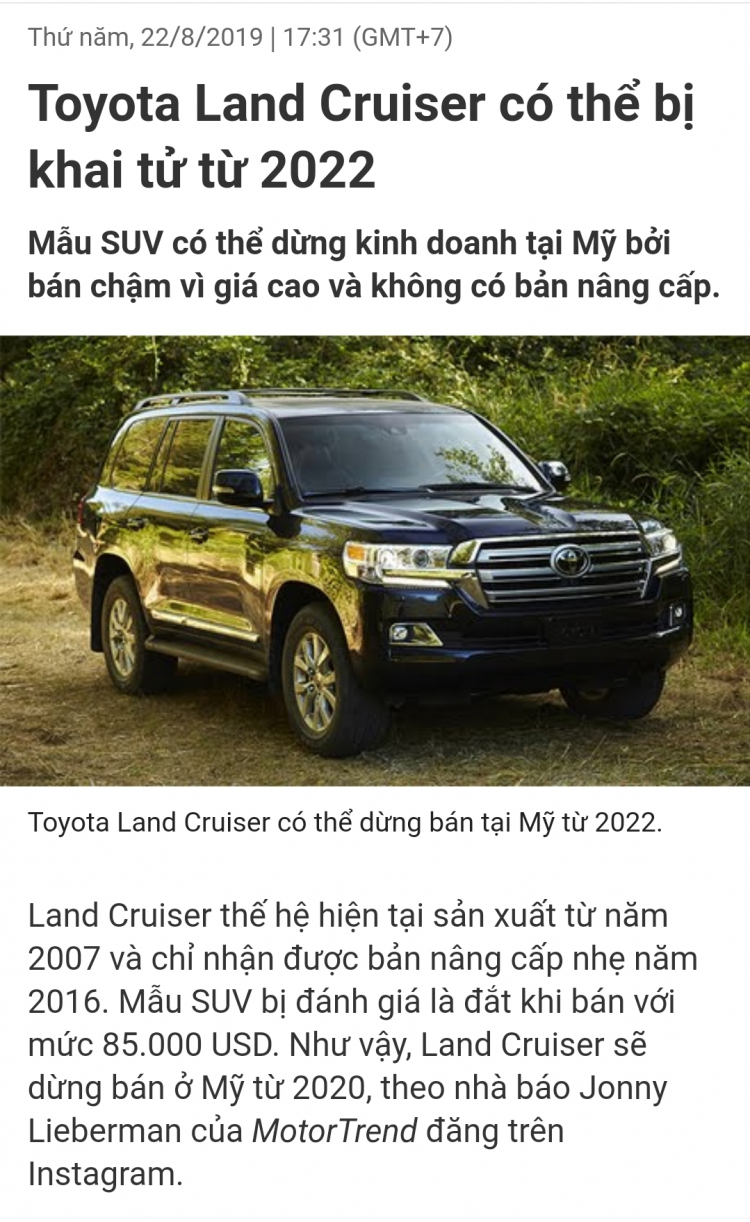 Toyota Land Cruiser 2020 thêm tiện nghi, tăng giá hơn 4 tỷ đồng