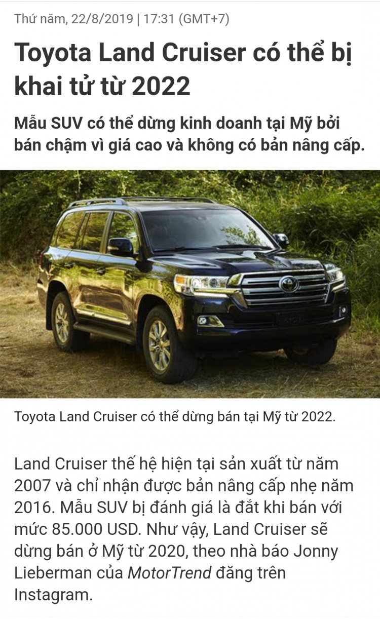 Toyota Land Cruiser 2020 thêm tiện nghi, tăng giá hơn 4 tỷ đồng Toyota Land Cruiser 2020 thêm tiện nghi, tăng giá hơn 4 tỷ đồng