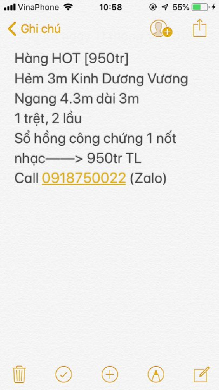 bán nhà hẻm 3m 377/22 KINH DƯƠNG VƯƠNG 950tr 1 trệt 2 lầu 0918750022