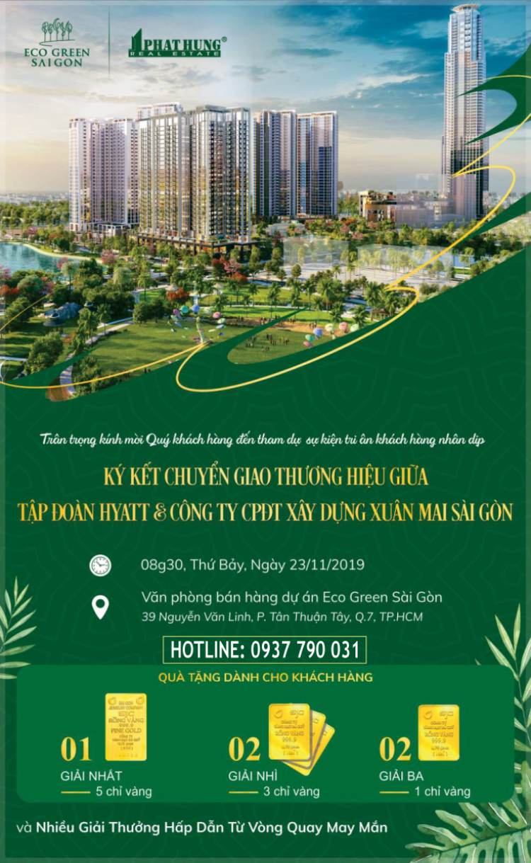 Ecogreen Sài Gòn - Ký kết chuyển giao thương hiệu và quản lý KS Hyatt 69 tầng