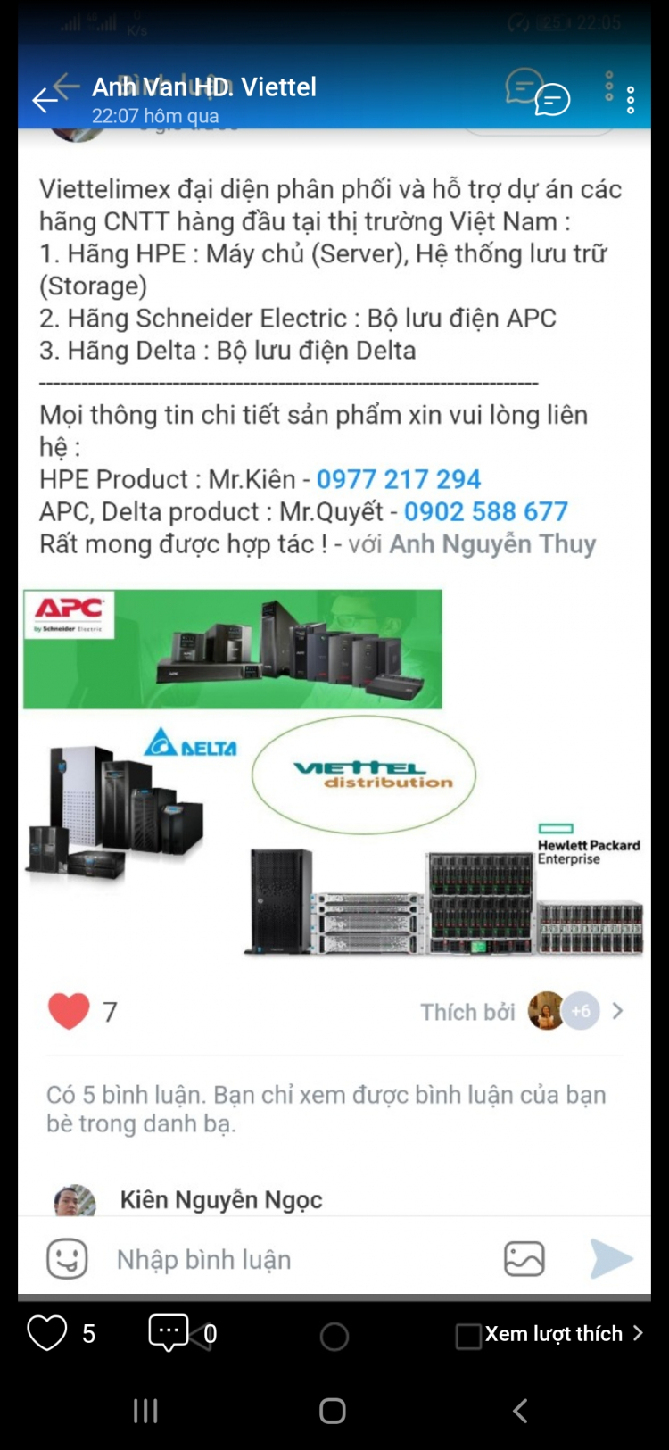 Xin thông tin nhà phân phối UPS APC