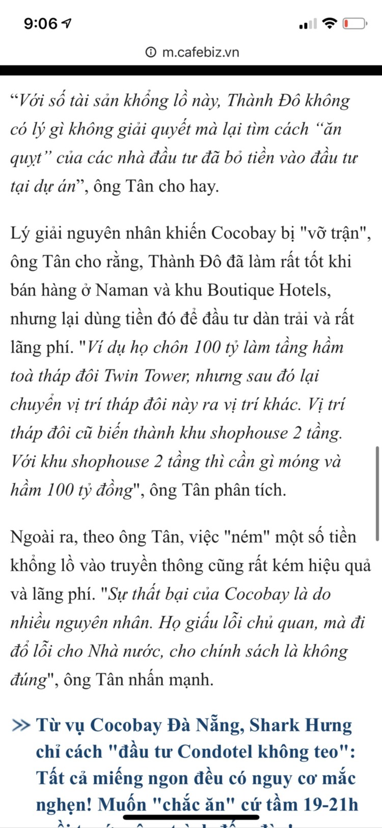 Cocobay ĐN đã bể