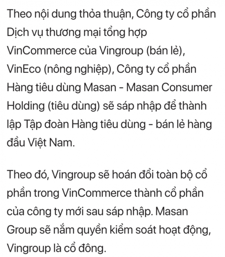 Vincommerce và VinEco sáp nhập vào Masan