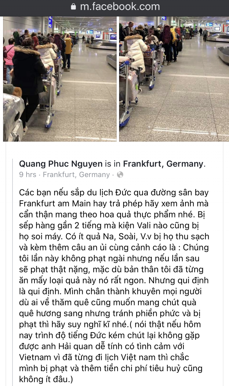 Chú ý khi mang trái cây vào EU!