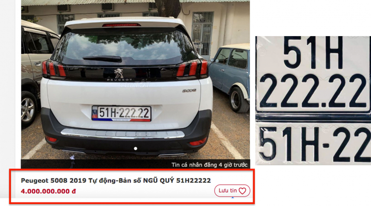 Peugeot 5008 bấm biển số ngũ quý 2 rao bán với giá 4 tỷ đồng