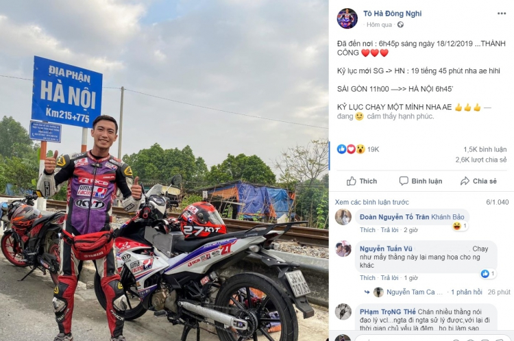 Tốc độ "bàn thờ" chạy xe máy từ TP.HCM ra Hà Nội chưa đến 20 giờ Tốc độ "bàn thờ" chạy xe máy từ TP.HCM ra Hà Nội chưa đến 20 giờ