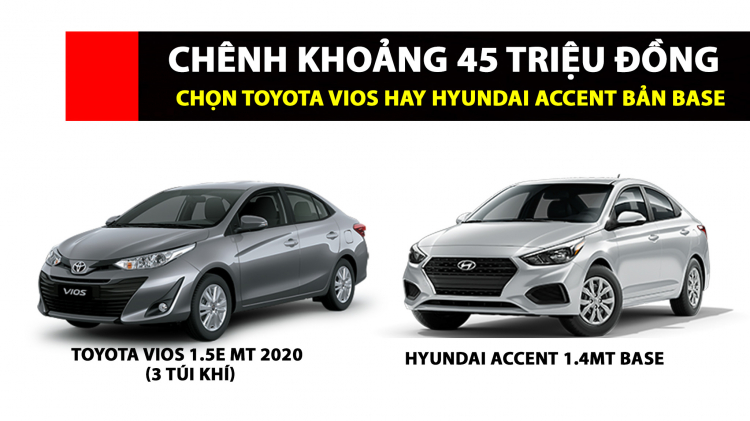 Chênh nhau khoảng 44 triệu đồng, chọn Toyota Vios hay Hyundai Accent bản base?