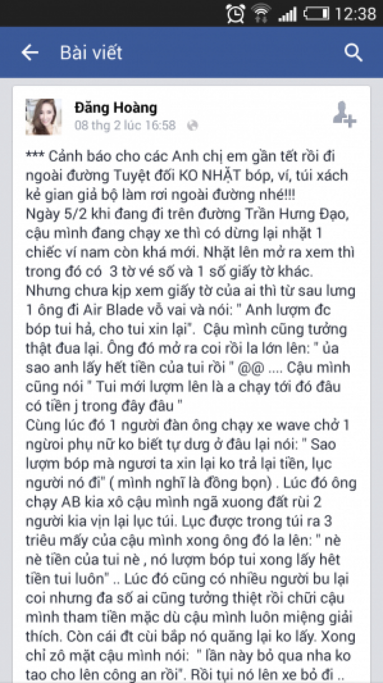 Ko nhặt của rơi ngoài đường
