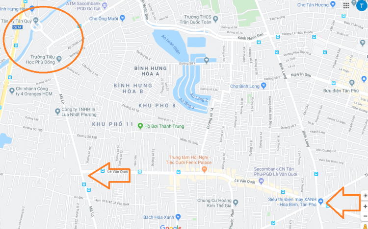 Từ ngã tư Hòa Bình - Lũy Bán Bích vô ql1a lên cao tốc Từ ngã tư Hòa Bình - Lũy Bán Bích vô ql1a lên cao tốc