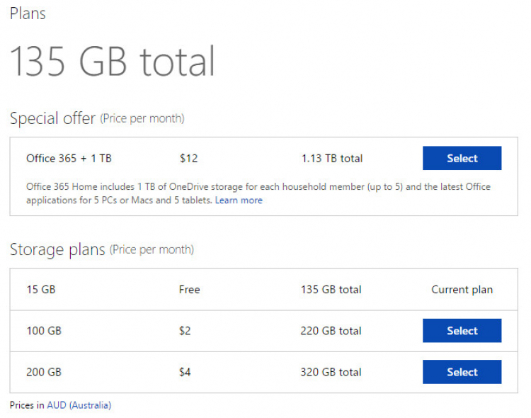 OneDrive tặng 100GB cho 2 năm sử dụng