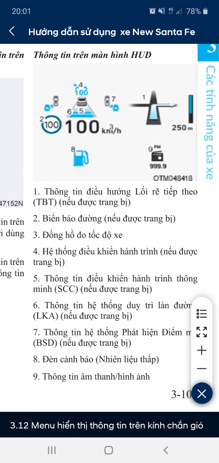 Hướng dẫn dùng HUD trên Santafe 2019