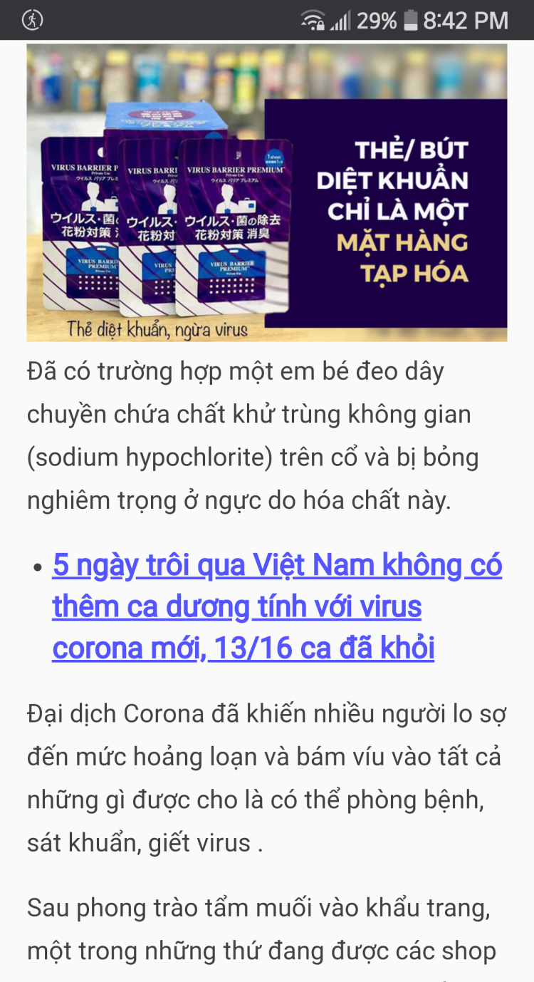 Thẻ đeo diệt khuẩn