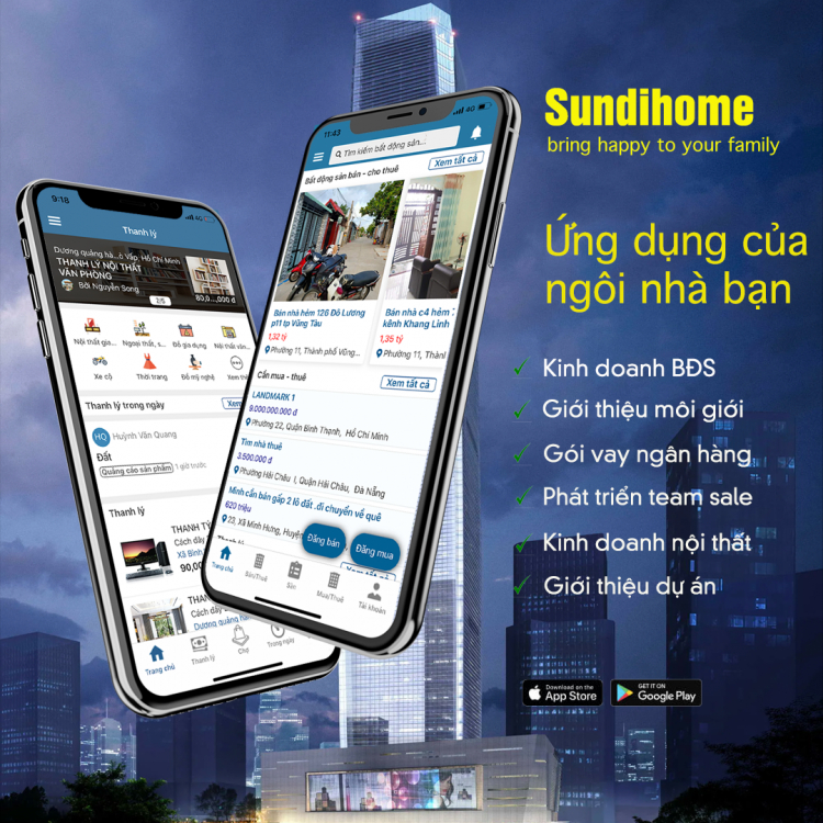 Sundihome mobile app - sàn kinh doanh BĐS online